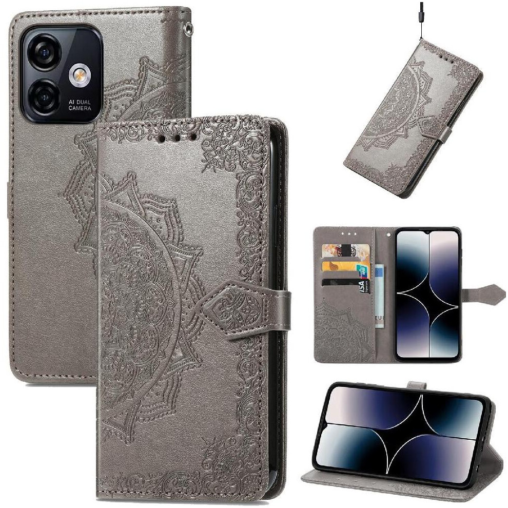 ( ) Flip Case For Ulefone Note 18 Ultra Simple Business Leather Case Shockproof Exquisite Pattern Flip Cover Gray 764563787050