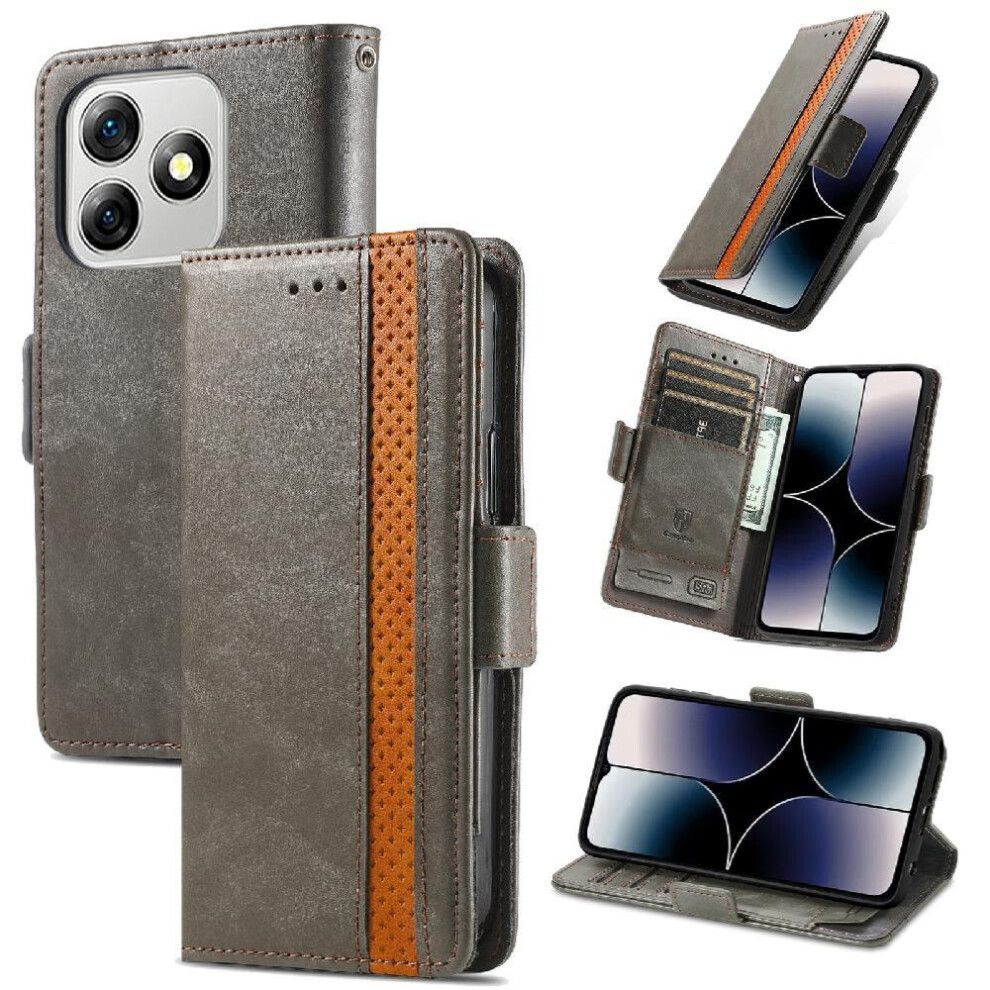 ( ) Case For Ulefone Note 18 Ultra Wallet Multi-Color Splicing Multi-Card Slot Business Gray 764563787265