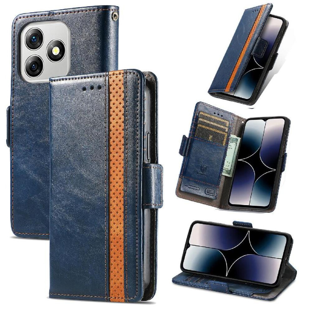 (Blue) Case For Ulefone Note 18 Ultra Wallet Multi-Color Splicing Multi-Card Slot Business Blue 764563787241