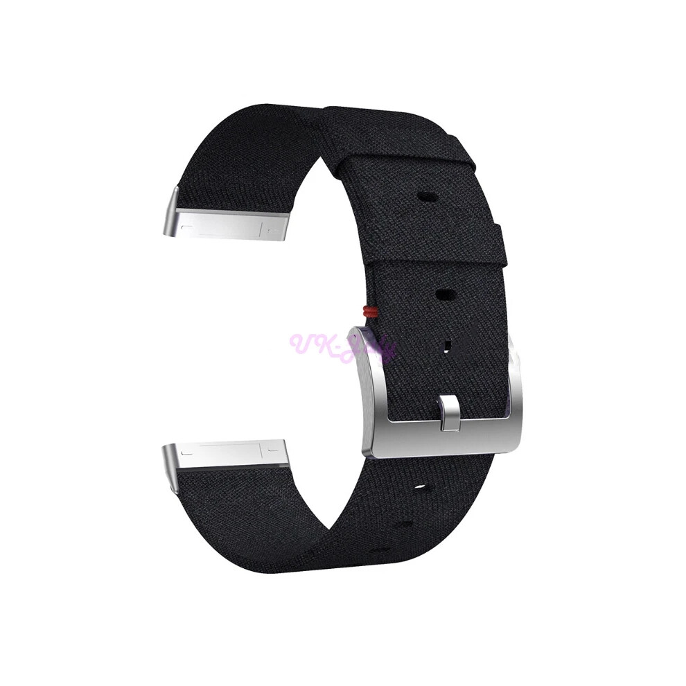 (, Versa 3/ Versa Sense) For Fitbit Versa 2 3 4 Nylon Woven Fabric Strap Band Watch Sense Replacement Black 6963793909568