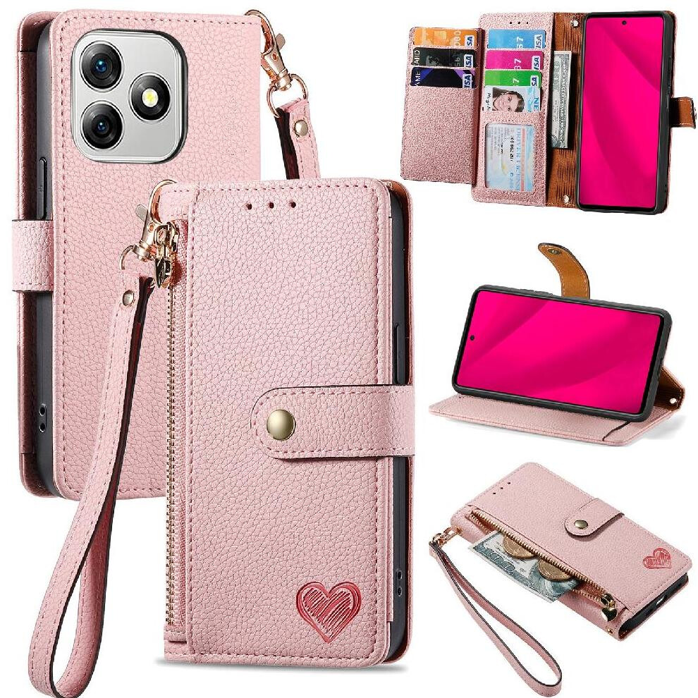 (Pink) Flip Case For Ulefone Note 18 Ultra Leather Case Love Shockproof Zipper Wallet Pink 764563787302