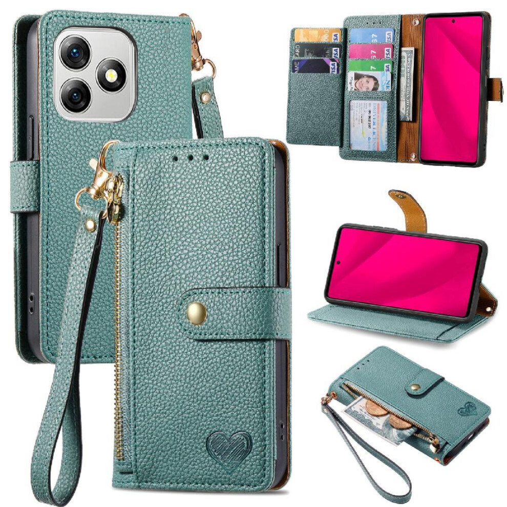 (Green) Flip Case For Ulefone Note 18 Ultra Leather Case Love Shockproof Zipper Wallet Green 764563787326