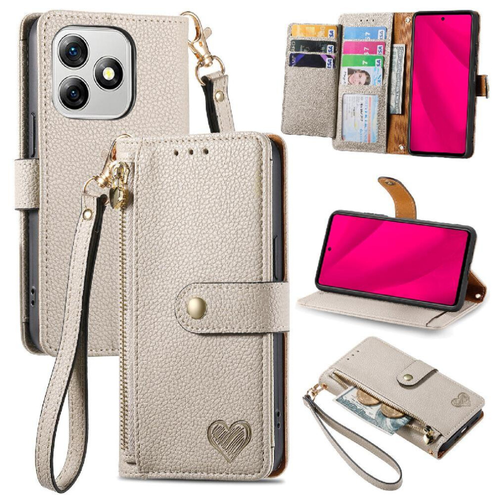 (Silver) Flip Case For Ulefone Note 18 Ultra Leather Case Love Shockproof Zipper Wallet Silver 764563787340