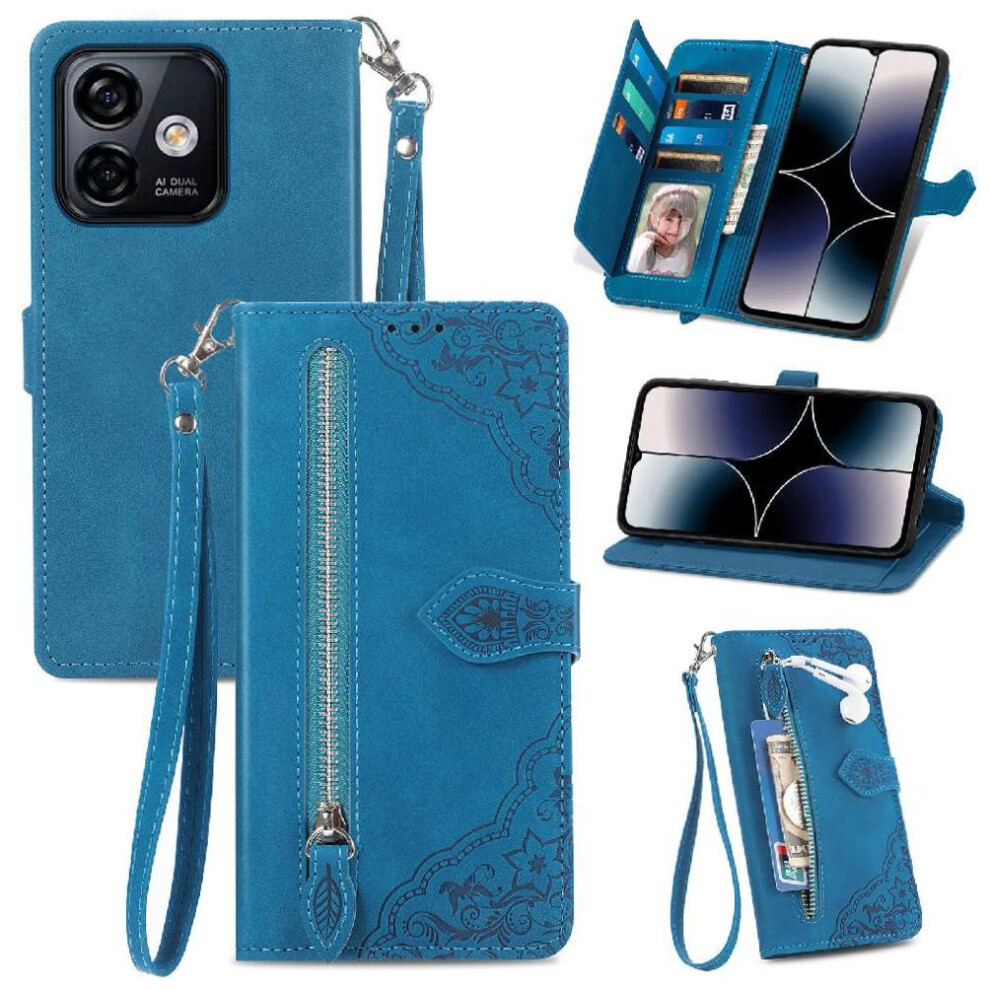 (Blue) Case For Ulefone Note 18 Ultra Multi-Card Slot Flip Zipper Style Business Multi-Color Wallet Blue 764563787371