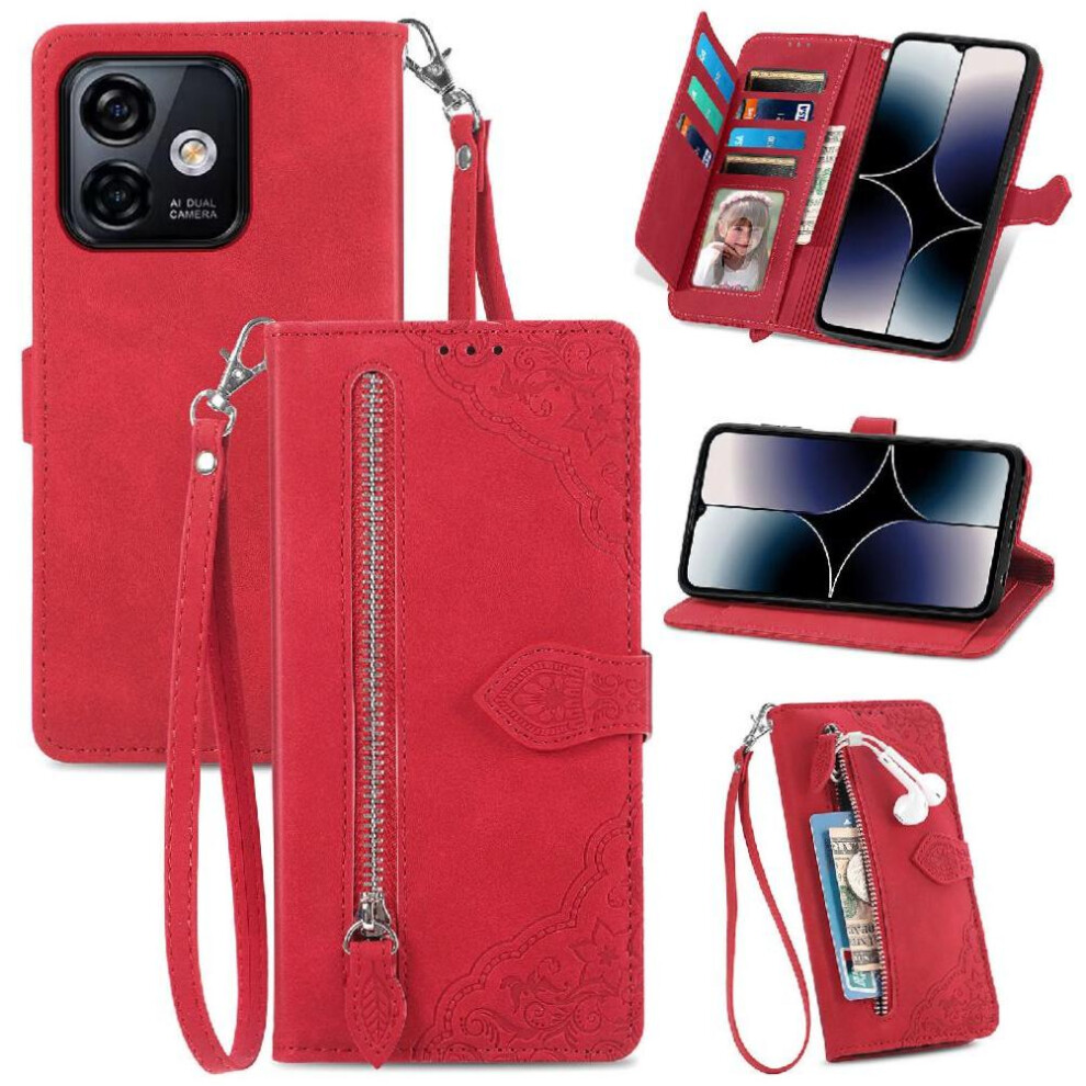 (Red) Case For Ulefone Note 18 Ultra Multi-Card Slot Flip Zipper Style Business Multi-Color Wallet Red 764563787364
