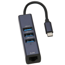 4 in 1 USB C Hub RJ45 100Mbps Ethernet Port 3 USB Ports USB C to Ethernet Adapter with Storage Hole for Laptops Tablets