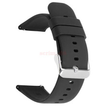 (Black+Silver, 20mm) Silicone Watch Strap 16/18/20/22mm Waterproof Soft Rubber Watch Bracelet Hot