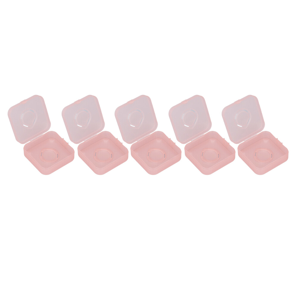 Pink 5Pcs Transparent Makeup Puff Storage Case Portable Dustproof Breathable Powder Puff Container Holder