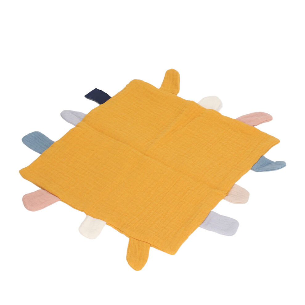 Baby Tag Security Blankets Anxiety Relief Soft Skin Friendly Breathable Cotton Security Blanket Yellow