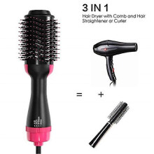 (As show, One size) 2 in 1 Hair Dryer Comb, Hairbrush and Blow Dryer, Drying, Straightening, Plumping and Styling, Ionic Care Hair Dryer Brush, 1000W Red (220V UK Gauge)