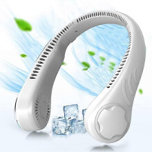(As show, One size) Hanging Neck Fan, 2000mAh Portable Desk Fan, Rechargeable Hanging Neck Fan, Bladeless Hands-Free, Outdoor Sports, Travel (White)