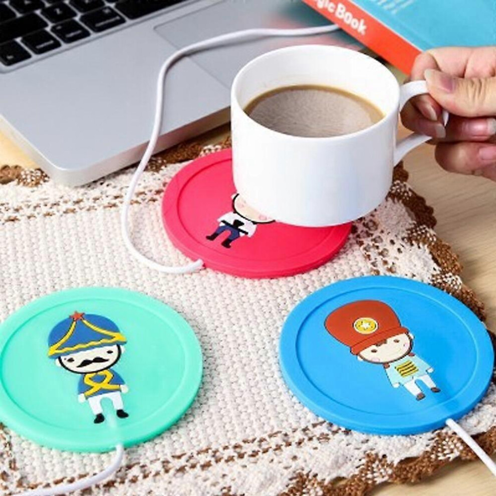 (As show, One size) 3 Pcs USB Mug Warmer, Cartoon Silicone Insulation Heating Coaster Coaster Constant Temperature Heating Cup Milk Warmer Mug Heater Insulation Plate(Wit
