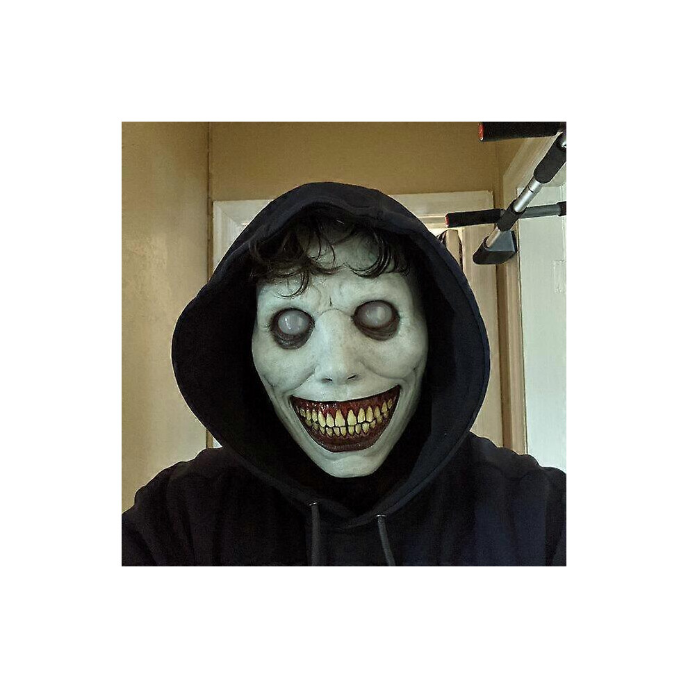 (As Show, One Size) Halloween Horror Mask Cosplay Scary Smiley Face Demon Mask Creepy Exorcist White