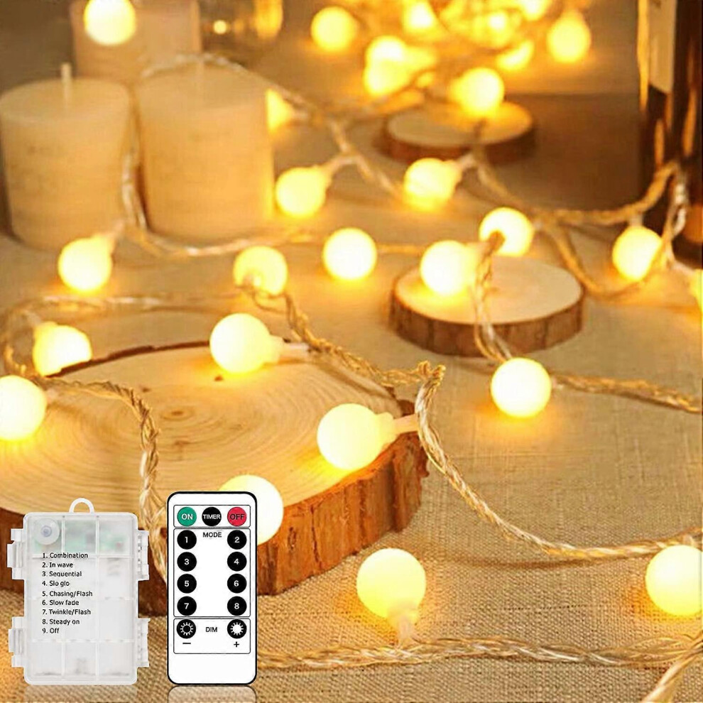 (As show, One size) Globe String Lights 20ft 40led, 8 Modes Fairy String Lights Battery Operated, Waterproof Twinkle Hanging Lights with Remote Timer for Camping,Bedroom,