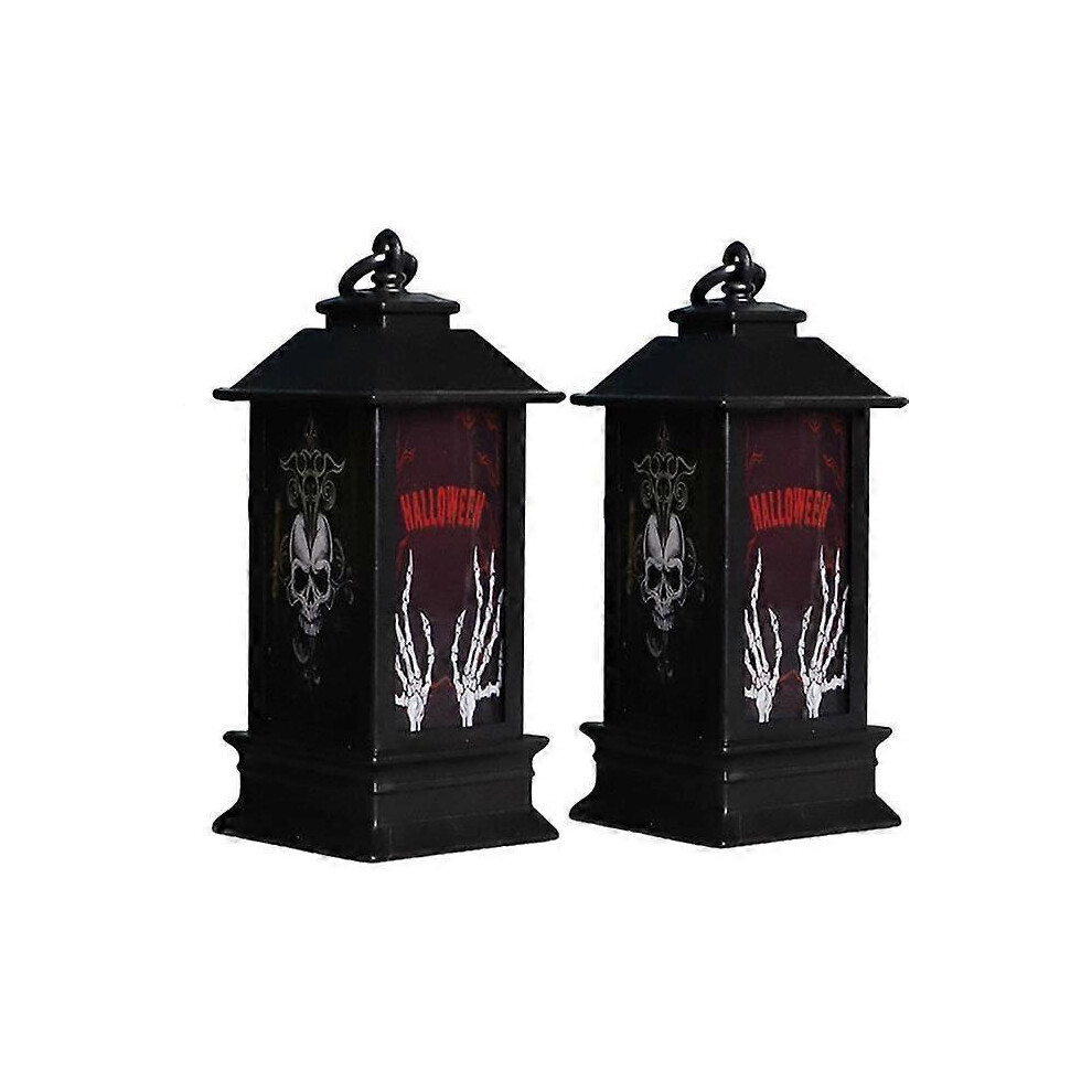 (As show, One size) 2 Pcs Halloween Decorative Lanterns,Halloween LED Lantern Lights with Pumpkin and Ghost Design - Vintage Decorative Lanterns for C