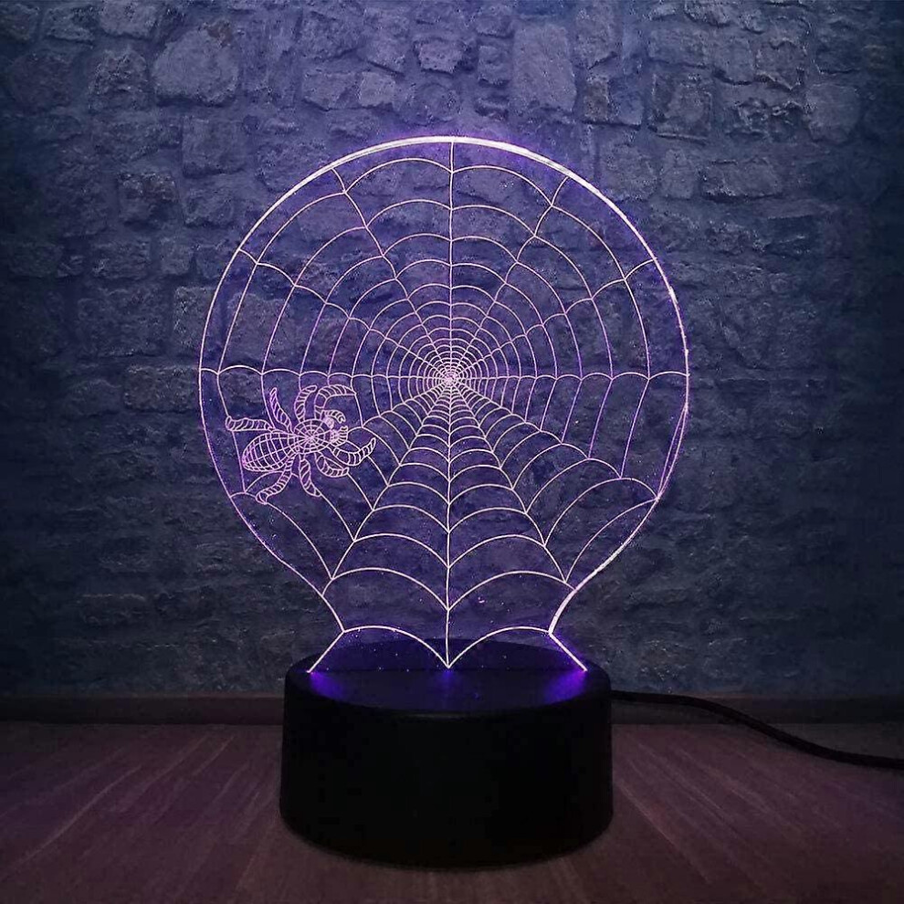 (As show, One size) Creative Animal Big Belly Spider Halloween Horror Scene Color Changing Table Creative Atmosphere 3D Night Light Children Sleep Light Mood Light