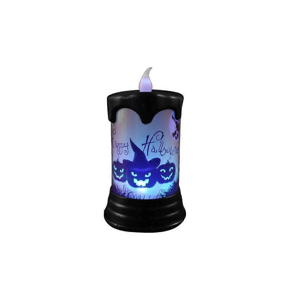 (As show, One size) Halloween Lights LED Pumpkin Candle - Battery Operated LED Lights | LED Glitter Battery Pillar Candles with Pumpkin Decals, Halloween Festival Party D