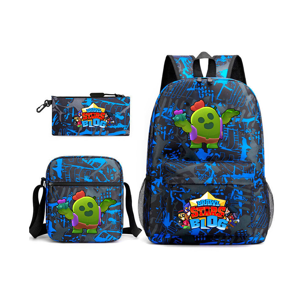 (Style 30, Three-piece set) Brawl Stars Wild Brawl Schoolbag Peripheral Painting Three-Piece Student Backpack Children's Leisure Bag
