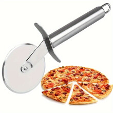 (Single Wheel Pizza Cutter) Stainless Steel Pizza Wheel Cutter - Single Blade Rotating Design for Precise Pie & Pizza Slicing, Durable Baking Tool for Home & Kitchens