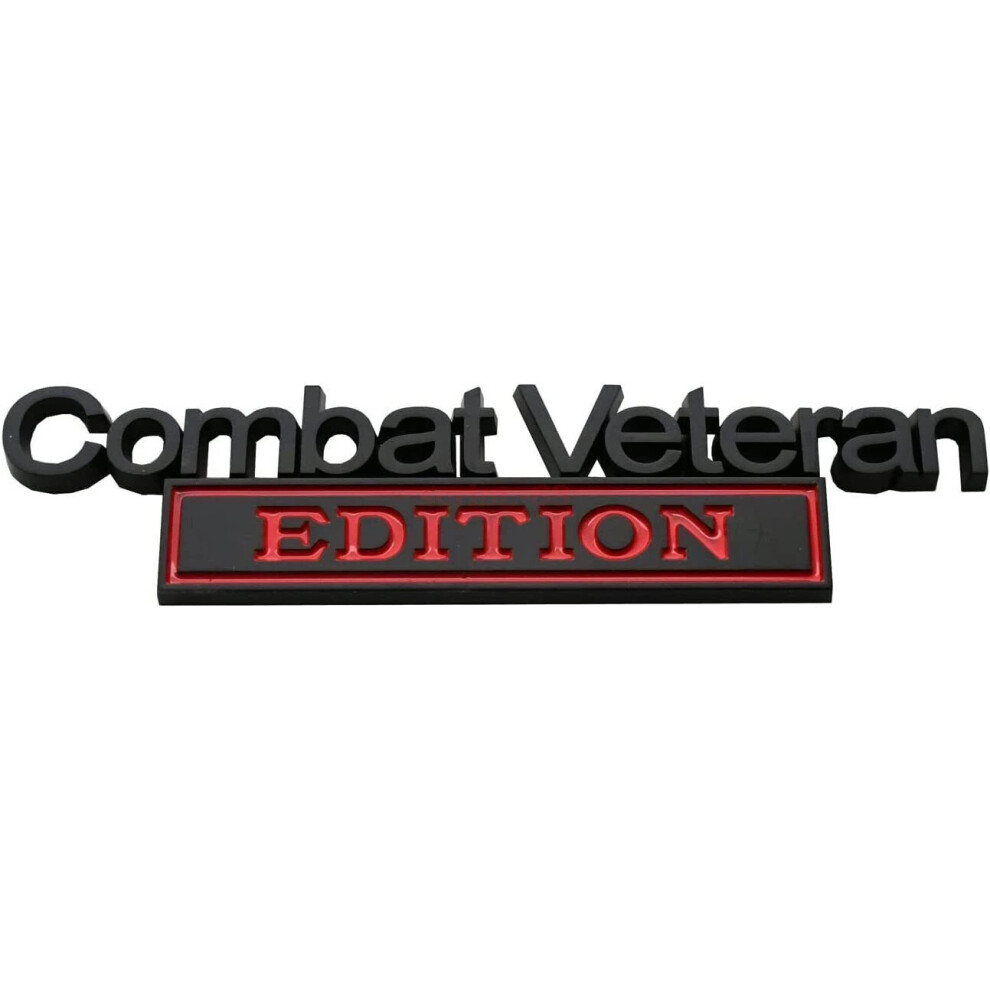 ( Red) 2Pcs For Combat Veteran Edition Car Truck Fender Dash Emblem Badge Decal Black/Red 6963793912094
