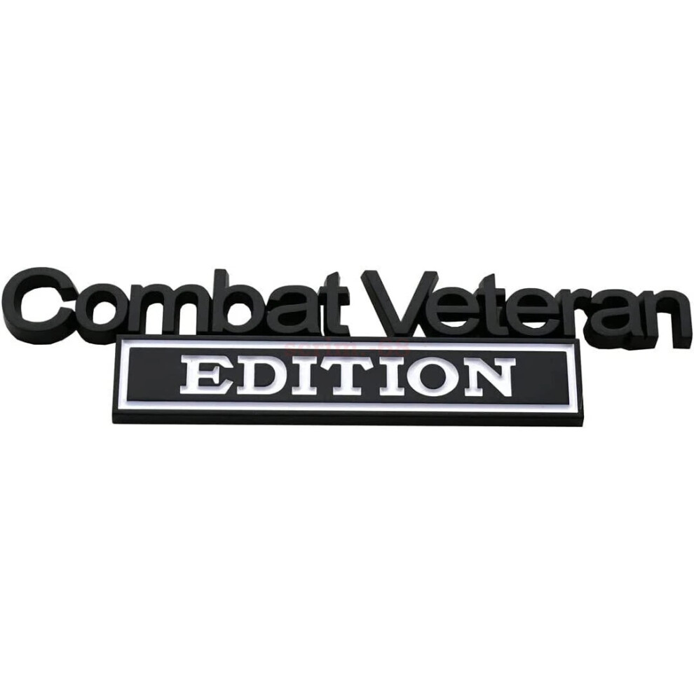 ( White) 2Pcs For Combat Veteran Edition Car Truck Fender Dash Emblem Badge Decal Black/White 6963793912100