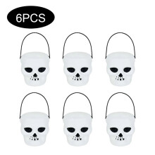 (6PCS White) Halloween Witch Cauldron Decoration,Mini Black Plastic Witches Cauldron,Pumpkin Treat Bucket,Candy Basket,Trick Or Treat