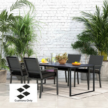 Outsunny Set of 4 Outdoor Seat Cushion with Ties, for Patio Furniture, Black