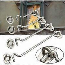 (As show, One size) Heavy Duty Stainless Steel Cabin Hook and Grommet Latch Metal Shed Door Quiet Windproof Shed Door with Mounting Screws for Doors Windows Cabinets