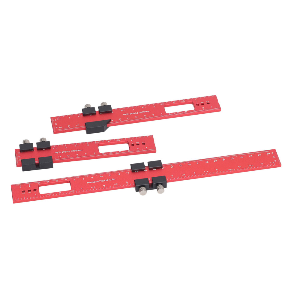Red Woodworking Positioning Measuring Scribing Ruler With Stopper Carpenter Marking Ruler 16 20 30Cm 6911318910766