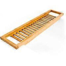 (As show, One size) Practical bathtub bridge, made of bamboo, H x W x D: 4 x 64 x 15 cm, for the bathroom, nature