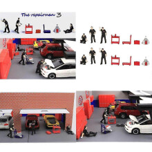 (As show, One size) 14pcs 1:64 Street Scene Diorama Figures Character Resin Model Layout Decor