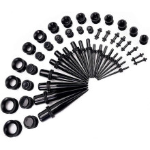 (As show, One size) Ear Stretching Kit 50 Pieces Ear Gauges Expander Set Acrylic Rejuvenators and Plugs   Silicone Tunnels Piercing Jewelry Set