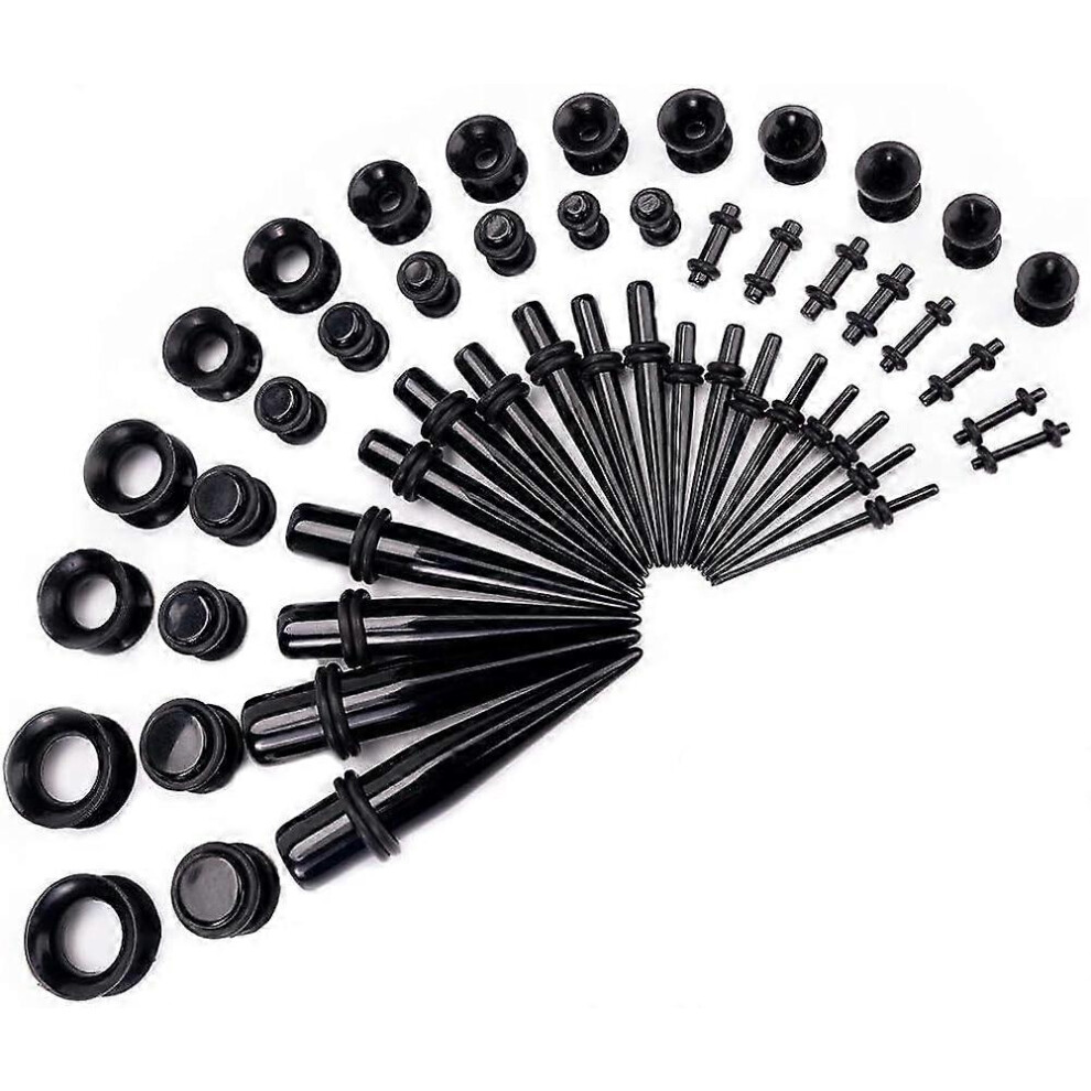 Kikidex (As Show, One Size) Ear Stretching Kit 50 Pieces Ear Gauges Expander Set Acrylic Rejuvenators And Plugs Silicone Tunnels Piercing Jewelry Set