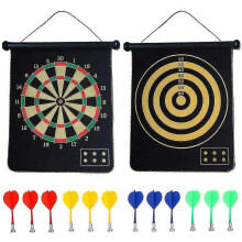 (As show, One size) Magnetic Dart Board, Indoor Outdoor Dart Games For Kids With 12pcs Magnetic Darts, Safety Toy Games, Rollup Double Sided Board Game Set For Gifts