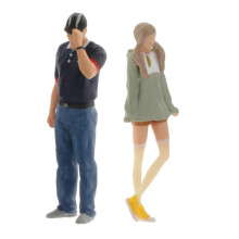 (As show, One size) Resin 1/64 Scale Figure Diorama Scene Model Man And Girl Layout Decoration