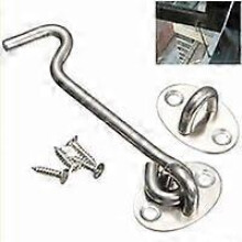 (As show, One size) Heavy Duty Stainless Steel Cabin Hook and Grommet Latch Metal Shed Door Quiet Windproof Shed Door with Mounting Screws for Doors Windows Cabinets