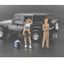 (As show, One size) 2x 1/64 Hand Painted Scenario Figures Repairman Character Doll Building Diorama