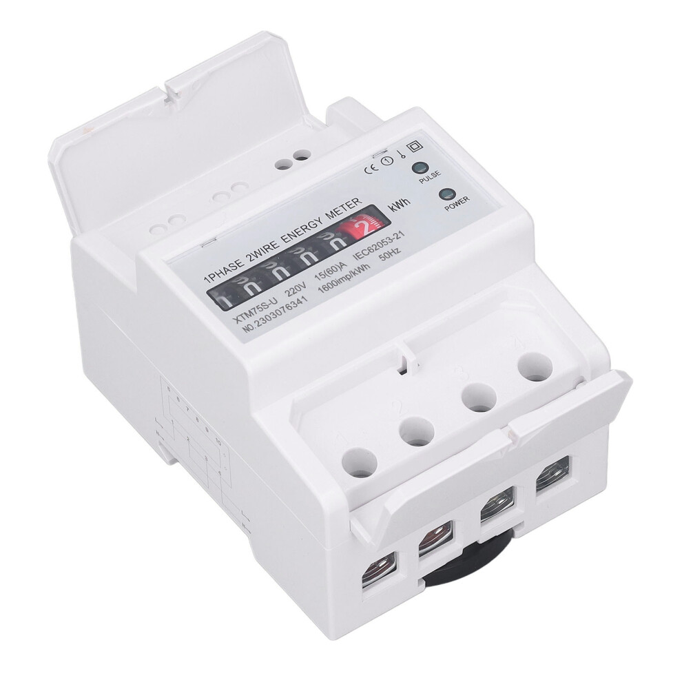 Dc220v Single Phase Energy Meter Digital Display 4P 35Mm Rail Mount Electricity Power Meter 7901318936384