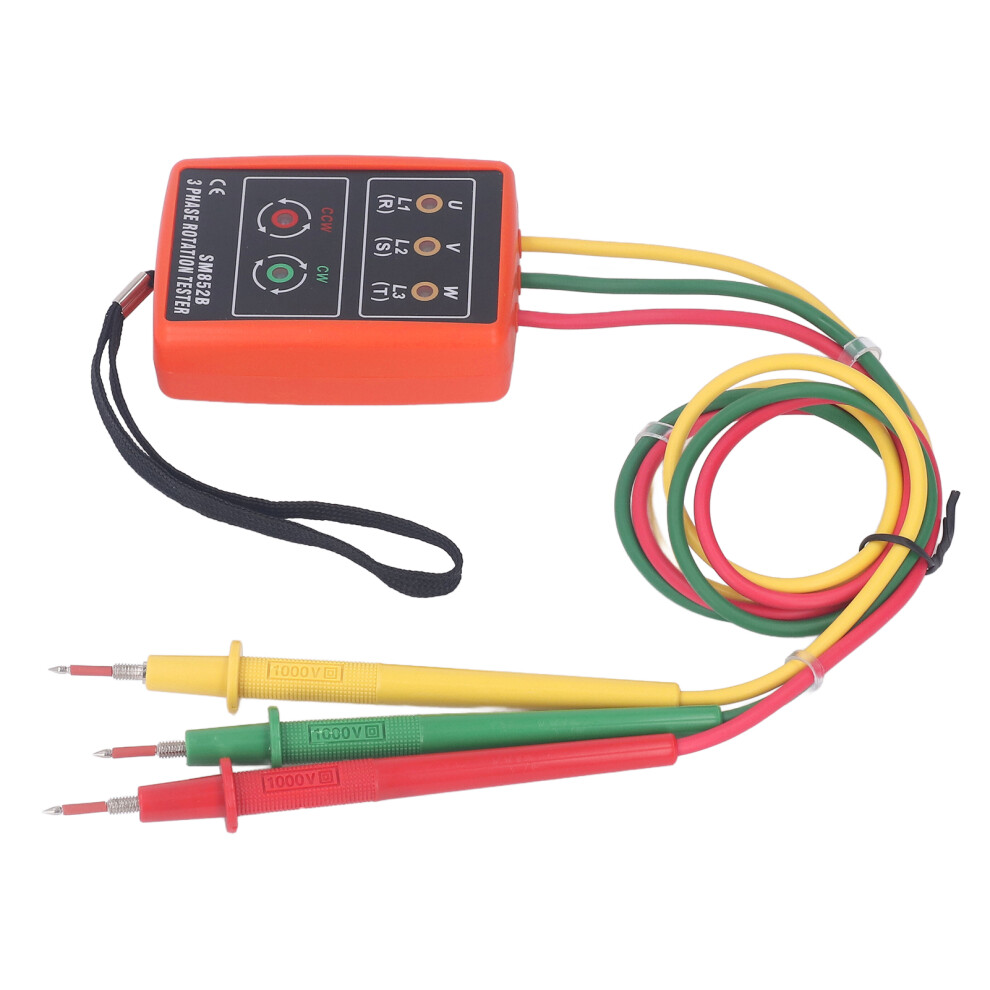 3 Phase Sequence Tester Portable Ac Phase Rotation Indicator Sm852b Detector Meter For Current And Voltage Detection 5091318936124