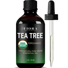 Tea Tree etherische olie van Fiora Naturals - 100% pure biologische olie voor gezicht, haar, huid, acne, hoofdhuid, voeten en teennagels. Melaleuca Al