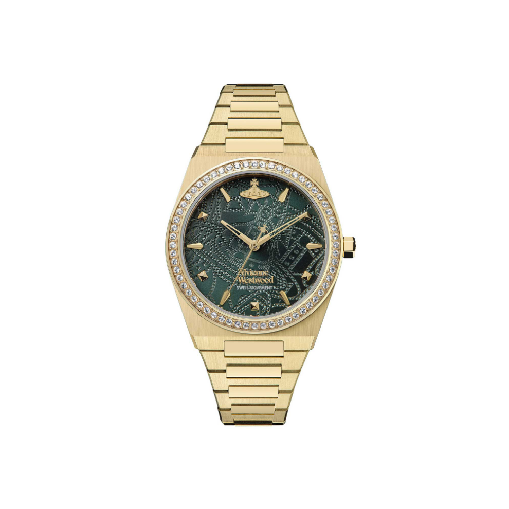 Vivienne Westwood Charterhouse Green Dial Gold Bracelet Womens Quartz Elegant Fashion Ladies Watch