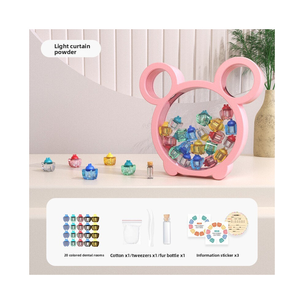 (Pink)Boîte de Rangement Maison à Dents Enfant Forme Ours Haute Transparence Cristal Jouet Bébé