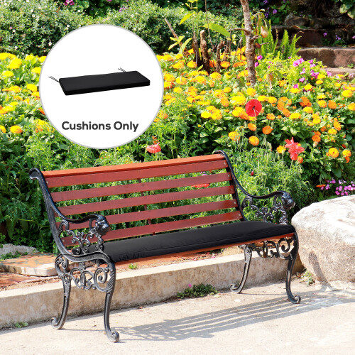 Outsunny Outsunny 2-Seater Bench Cushion Polyester Cover Seat Pad Replacement Black