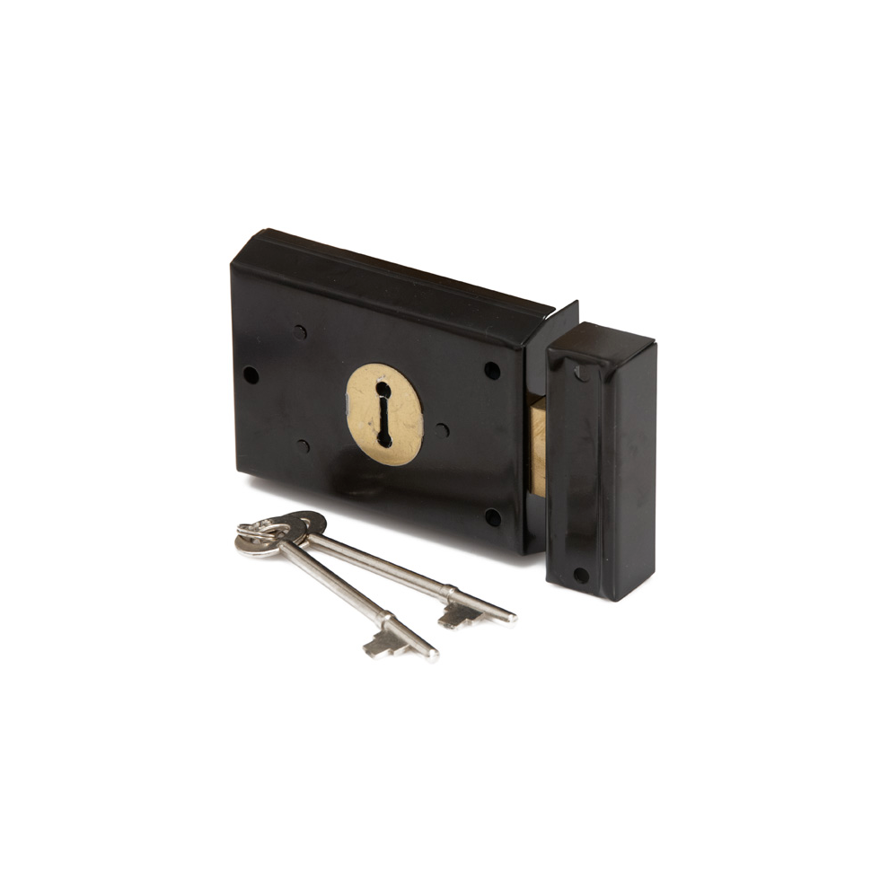Rim Dead Lock Black Double Handed Shed Door Garden Gate Latch 94992724
