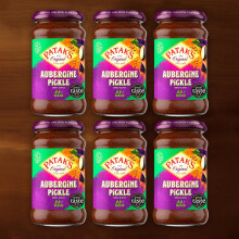 Patak's Aubergine Pickle 312g (Pack of 6) | Authentic Indian Eggplant Pickle | Spicy & Tangy Flavour