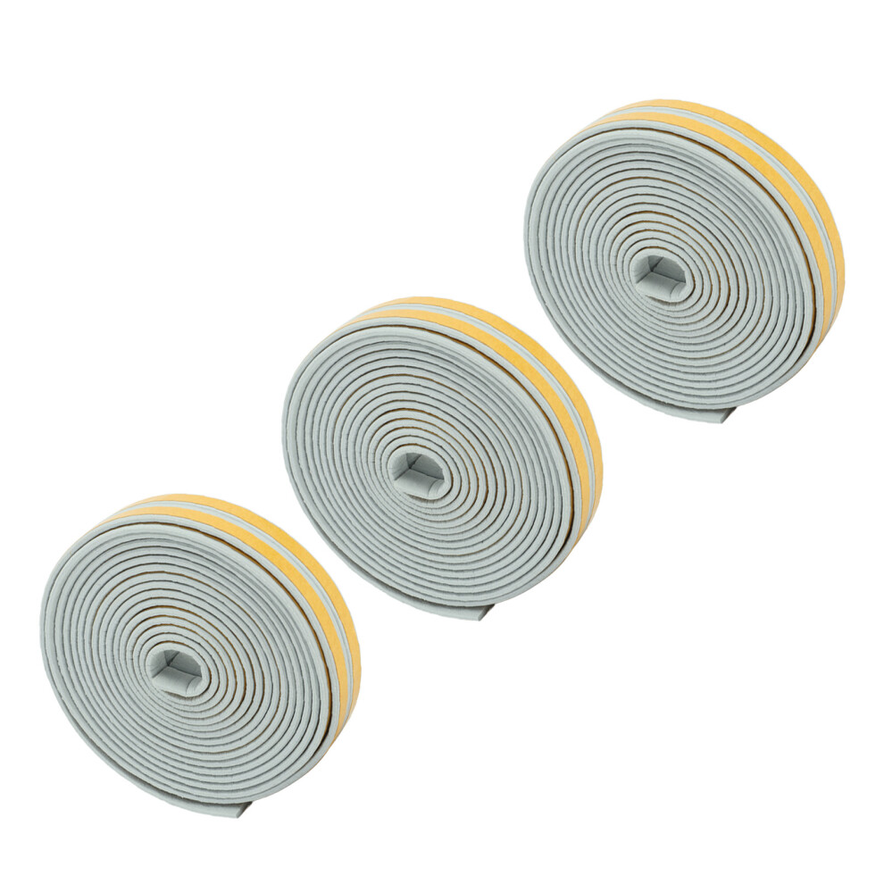6Pcs Foam Weather Stripping Door Seal Strip Insulation Tape Roll Self Adhesive Sealing Weatherstrip Gray 9471319031107