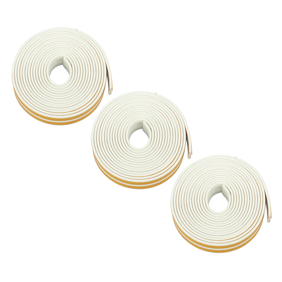 6Pcs Foam Weather Stripping Door Seal Strip Insulation Tape Roll Self Adhesive Sealing Weatherstrip White 4921319031089