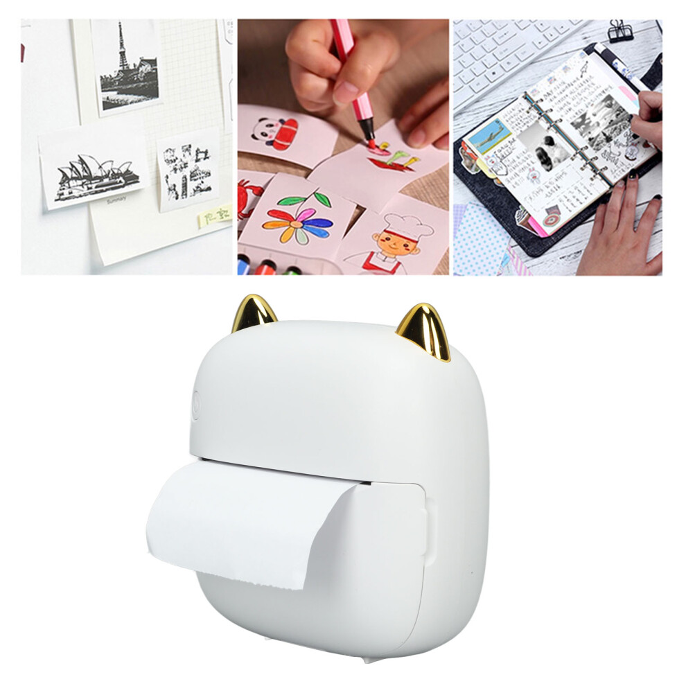 Wireless Mini Photo Printer Portable Inkless Adhesive Rechargeable 200Dpi High Resolution Bluetooth Thermal Printer White 4031319064939