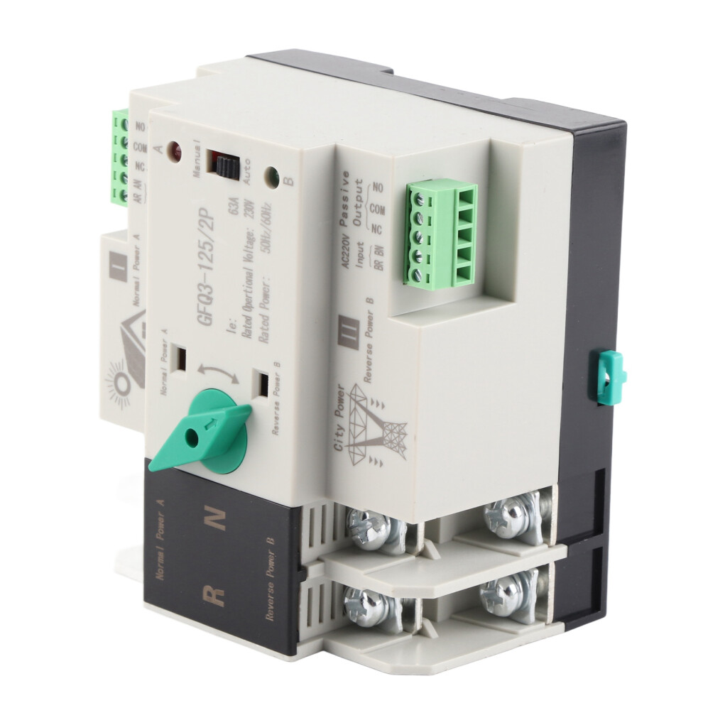 Dual Power Automatic Transfer Switch 2P Millisecond Fast Switching Timing Controller Ac230v 50/60Hz Pv To Mains 63A 8291319068948