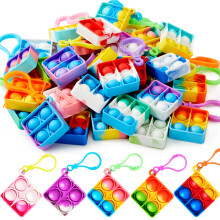 JOYIN Square Pop Fidget Keychain Mini Fidget Toys Bulk 90 Pack Party Favors for Kids 4-8 8-12 Years Kids Goodie Bag Stuffers Fidgets for Classroom Pr